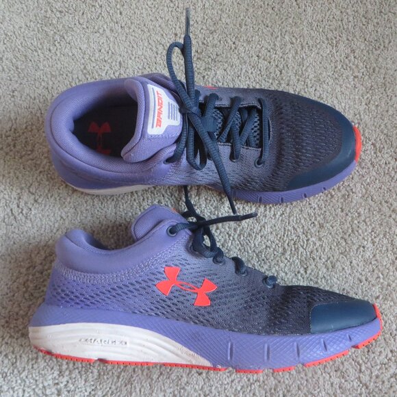 Under Armour Grils Pre School Bandit 5 Sneaker Size 5Y Gray/Purple - Picture 1 of 10